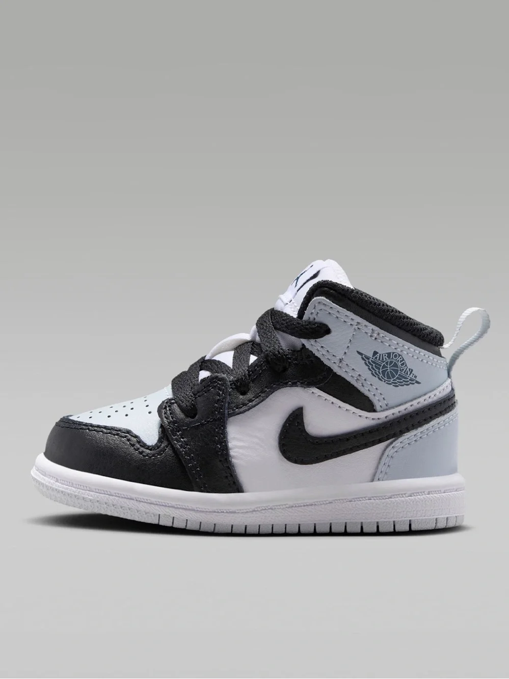 Jordan 1 Mid Black/Aura/Squadron Blue/Black. Toddler size 9
